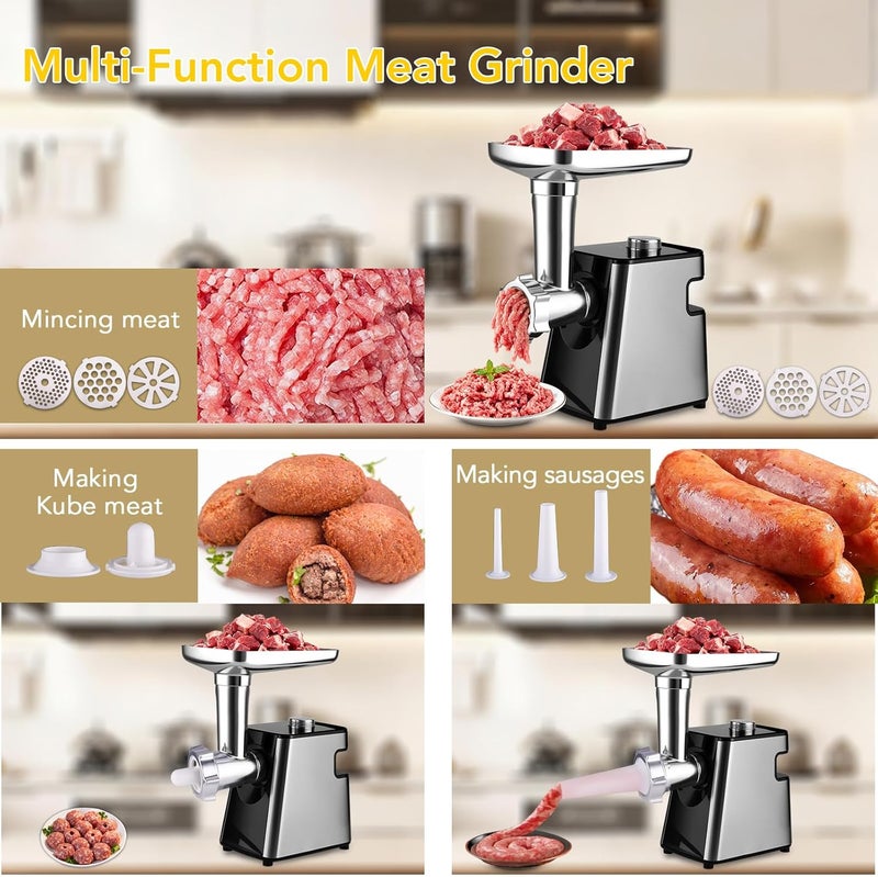 YaoFaFa Meat Grinder - Electric Meat Grinders with Stainless Steel, Easy Operation for Grinding Meat, Making Sausages and Meatballs, 350W Powerful Motor Ideal for Home Kitchen and Restaurant Use - Image 3